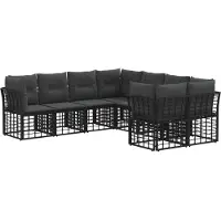 vidaXL Buiten bank set 8 st Zwart en Donker Grijs Polyester