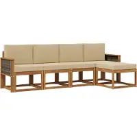 vidaXL Buiten bank set 5 st Natuurlijk en Beige Polyester