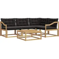 vidaXL Buiten bank set 5 st Wit en zwart
