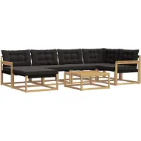 vidaXL Buiten bank set 7 st Wit en zwart Massief Acacia Hout