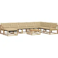 vidaXL Buiten bank set 9 st Wit en Beige Massief Acacia Hout