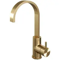 Brauer Gold Edition Hoge Opbouw Wastafelmengkraan met Draaibare Platte Uitloop Model B Goud Geborsteld PVD