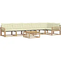 vidaXL Buiten bank set 7 st Wit en crèmekleurig