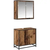 vidaXL Badkamermeubel Set 2 st Oud Hout Bewerkt hout