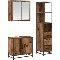 vidaXL Badkamermeubel Set 3 st Oud Hout 65 x 33 x 60 cm Bewerkt hout