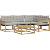 vidaXL Buiten bank set 5 st Wit en Lichtgrijs