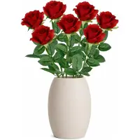 Mica Decorations Kunstbloem Roos Rubina - 8x - H62 cm - rood - kunststof - stelen kunstbloemen - boeket - rozen bloemetjes