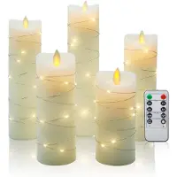 Core Led theelichtjes bewegend vlam - Led Kaarsen Met Bewegende Vlam - Set van 5 - Beige-‎15 x 8x 8cm; 600 g
