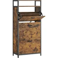 Vasagle Schoenenkantelaar met 3 compartimenten, Vintagebruin + zwart / 60 X 30 X 130 cm