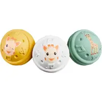 Sophie La Girafe Sophie de giraf Muzikale Speelballen - 5-Senses Collectie - Speelgoedbal - Babyspeelgoed - 100% Natuurlijk rubber - OK-Biobased - Vanaf 3 maanden - Geel/Wit/Groen - 3 Stuks