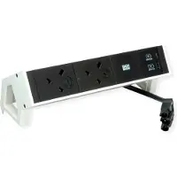 Bachmann DESK2 2xUK 1xUSB A/C 22W, 0,2m GST18 RAL9010, Verenigd Koninkrijk