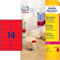 Avery Zweckform L7263R-25 NEON etiketten A4 99,1 x 38,1 mm rood (350 etiketten)