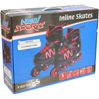 New Sports inlineskates zwart rood verstelbaar ABEC 7 maat 31-34.