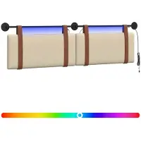 vidaXL Hangend hoofdbord Met LED-verlichting Crèmekleurig Antiek PU