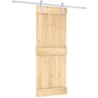 vidaXL Schuifdeur Natuurlijk en Wit 80 x 210 cm Massief Pine Hout
