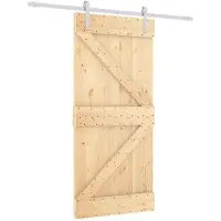 vidaXL Schuifdeur 95 x 210 cm Massief Pine Hout (Onbehandeld)