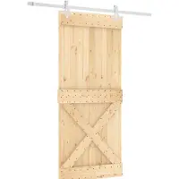 vidaXL Schuifdeur Natuurlijk en Wit 90 x 210 cm Massief Pine Hout