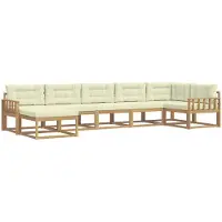 vidaXL Buiten bank set 7 st Wit en crèmekleurig