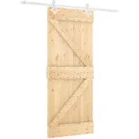 vidaXL Schuifdeur Natuurlijk en Wit 80 x 210 cm Massief grenenhout