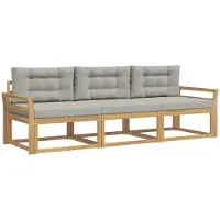 vidaXL Buiten bank set 3 st Wit en Lichtgrijs Polyester