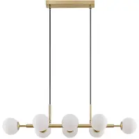 LINDBY Glazen hanglamp Kiamo, dimbaar, wit / opaal, Woon-/ Eetkamer, metaal, Modern, hanglamp