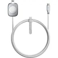 Nomad Universele USB-C naar USB-C en Apple Watch lader Kabel – 1,5 meter – Verstevigd met Polyamid – Geschikt voor Apple Watch en 100W USB-C laden – Wit - Wit
