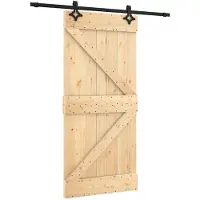 vidaXL Schuifdeur Naturel en Zwart 95 x 210 cm Massief Pine Hout