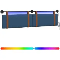 vidaXL Hangend hoofdbord Met LED-verlichting Blauw Antiek PU