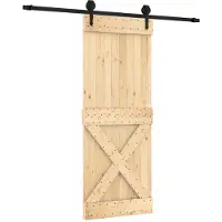 vidaXL Schuifdeur, natuurlijke kleur en zwart, 80 x 210 cm, massief eikenhout
