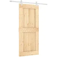 vidaXL Schuifdeur 90 x 210 cm Massief Pine Hout (Onbehandeld)