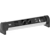Bachmann CYCLE Bureau-aansluiting: 2x CEE7/3, 1x schakelaar, 1x CM, 1x USB A/C, 22W, 0,2m, GST18