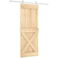 vidaXL Schuifdeur 80 x 210 cm Massief Pine Hout (Onbehandeld)