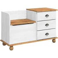 vidaXL Opslagbank ASKIM Wit 100 x 39 x 62 cm Massief grenenhout