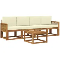 vidaXL Buiten bank set 5 st Natuurlijk en Crème Polyester