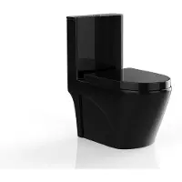 Vente-unique Zwart glanzend staand toilet van keramiek - NAGILAM