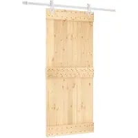 vidaXL Schuifdeur 90 x 210 cm Massief Pine Hout (Onbehandeld)