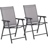 Outsunny Tuineetstoelenset Metaal, Texteline 58B x 64D x 94H cm Grijs