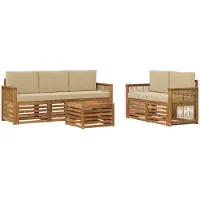 vidaXL Buiten bank set 6 st Natuurlijk en Beige Massief Acacia Hout