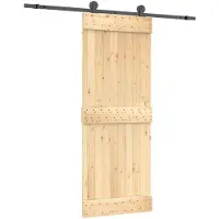 vidaXL Schuifdeur Naturel en Zwart 80 x 210 cm Massief Pine Hout