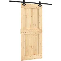 vidaXL Schuifdeur Naturel en Zwart 90 x 210 cm Massief Pine Hout