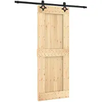 vidaXL Schuifdeur 80 x 210 cm Massief Pine Hout (Onbehandeld)