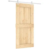 vidaXL Schuifdeur 95 x 210 cm Massief Pine Hout (Onbehandeld)