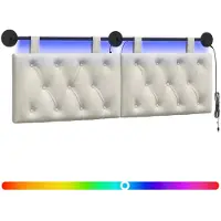 vidaXL Hangend hoofdbord Met LED-verlichting Crèmekleurig Fluweel