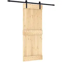 vidaXL Schuifdeur Naturel en Zwart 80 x 210 cm Massief Pine Hout