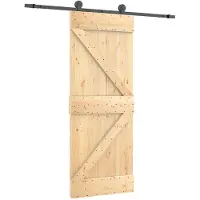 vidaXL Schuifdeur 85 x 210 cm Massief Pine Hout (Onbehandeld)