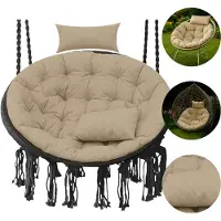 Blomster premium kussen voor hangstoel en coconstoel, waterafstotend, schuimvulling, beige