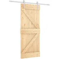 vidaXL Schuifdeur Natuurlijk en Wit 80 x 210 cm Massief grenenhout