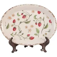Clayre & Eef Onderbord 25x18x3 cm Beige Keramiek Aardbeien