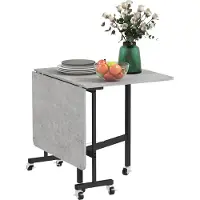 HOMCOM - eettafel - opklapbaar - met wielen - MDF - staal - grijs