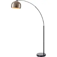 Teamson Home Arquer Booglamp - Antiek Messing Lampenkap - Zwart Marmer Baseren - 173 cm hoog
